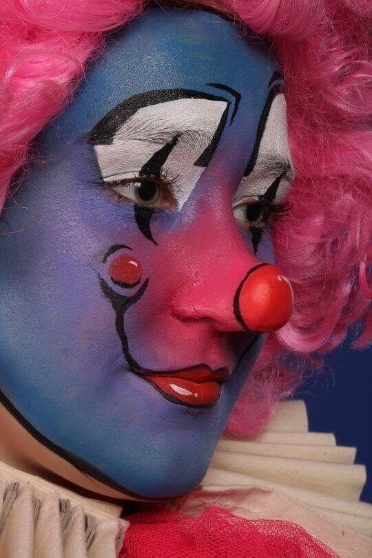 Clown blauw en roze